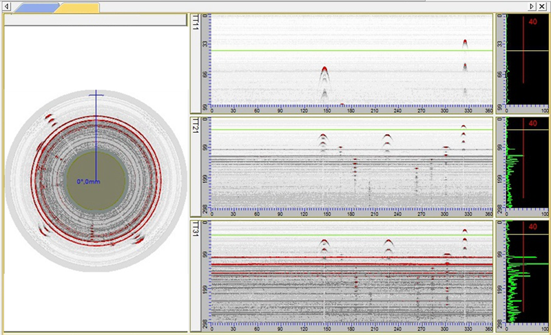 NDT Software - Ultrasonic inspection of railway wheels with side view